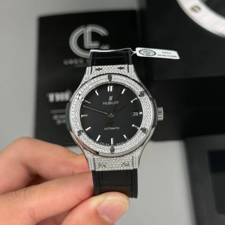 Hublot Classic Fusion Diamonds Moissanite Pave 38mm Black Dial